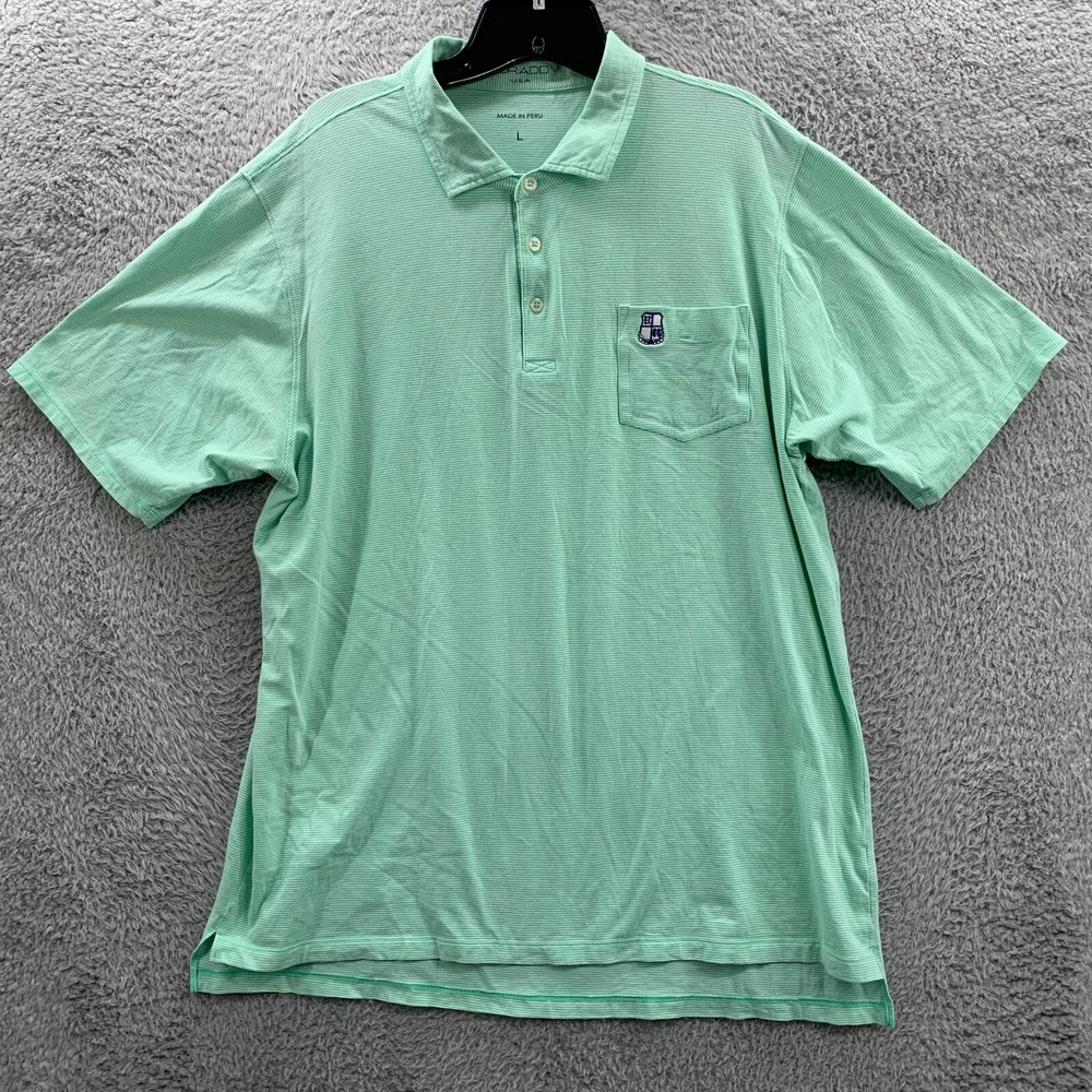 B Draddy Polo Shirt Mens Size Large Striped White Green*
